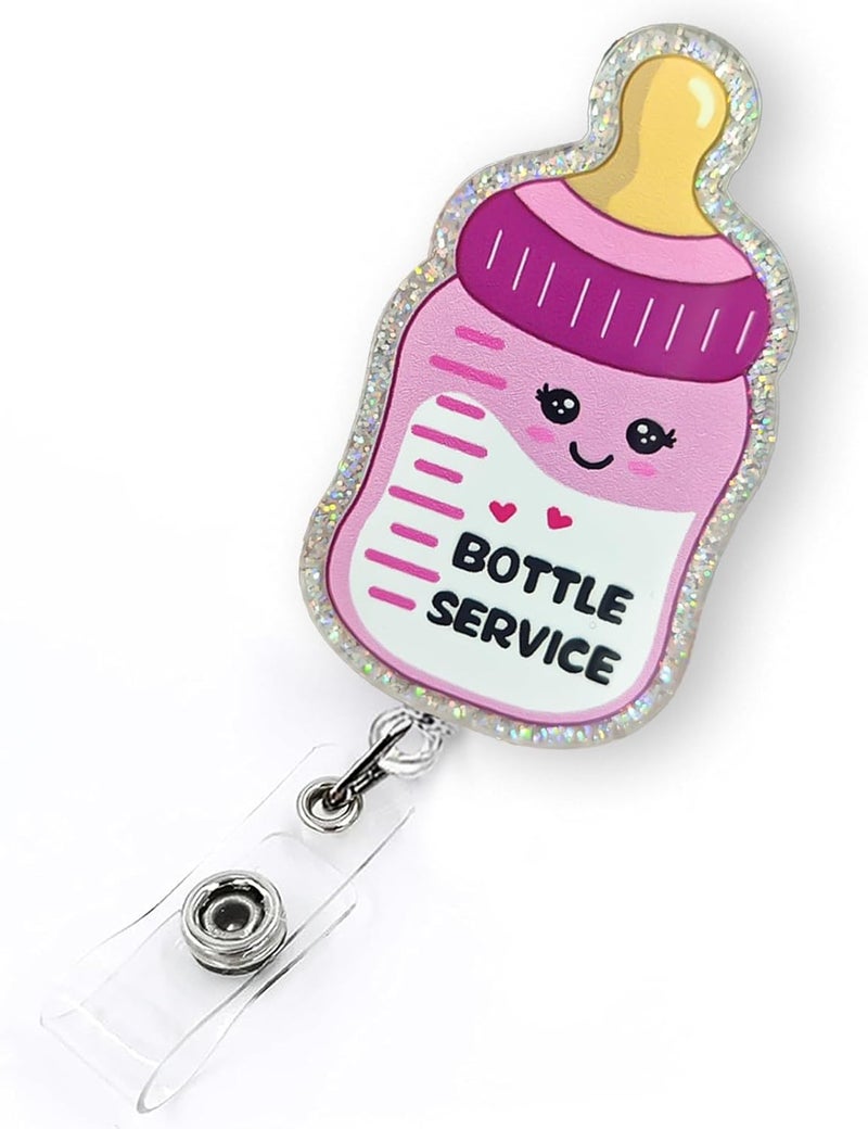 LEBEIGHT Cute Baby Bottle Badge Reel Retractable, Funny Bottle Service Badge Reel for Labor and Delivery Nurse, NICU Nurse Badge Clip, L&D Badge Clip, Newborn Badge Holder, OB/GYN Badge Accessories for Work - Image 1